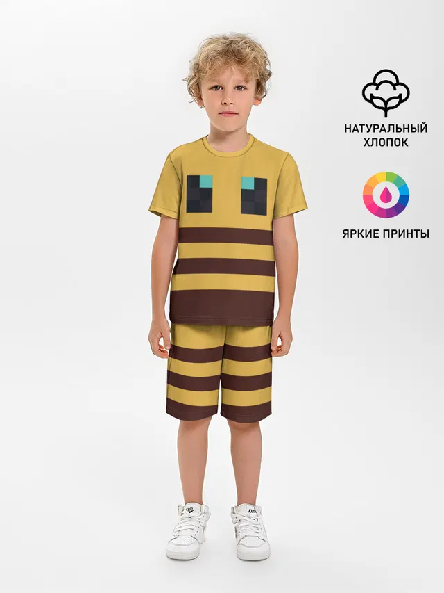 Детская пижама с шортами с принтом «Майнкрафт — Minecraft Bee»