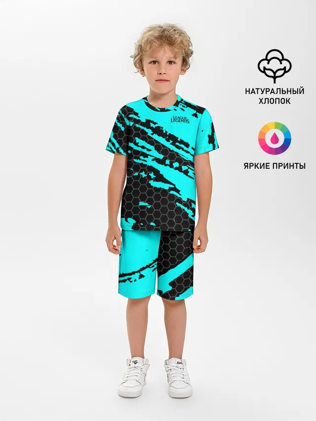 Детская пижама с шортами с принтом «Hexagonal pattern»