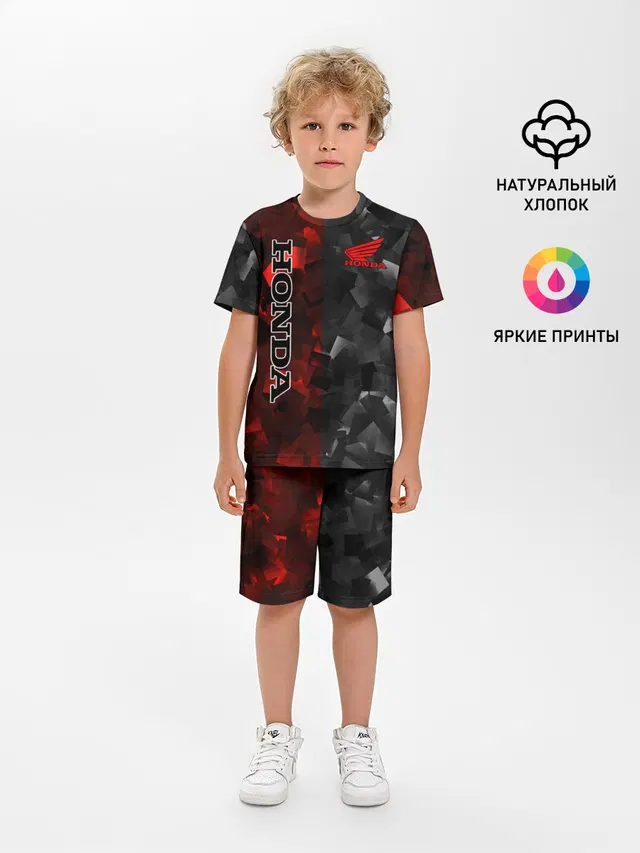 Детская пижама с шортами с принтом «HONDA RedBlack — RedBlack»