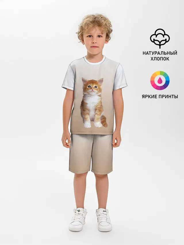 бело-рыжий котенок реализм