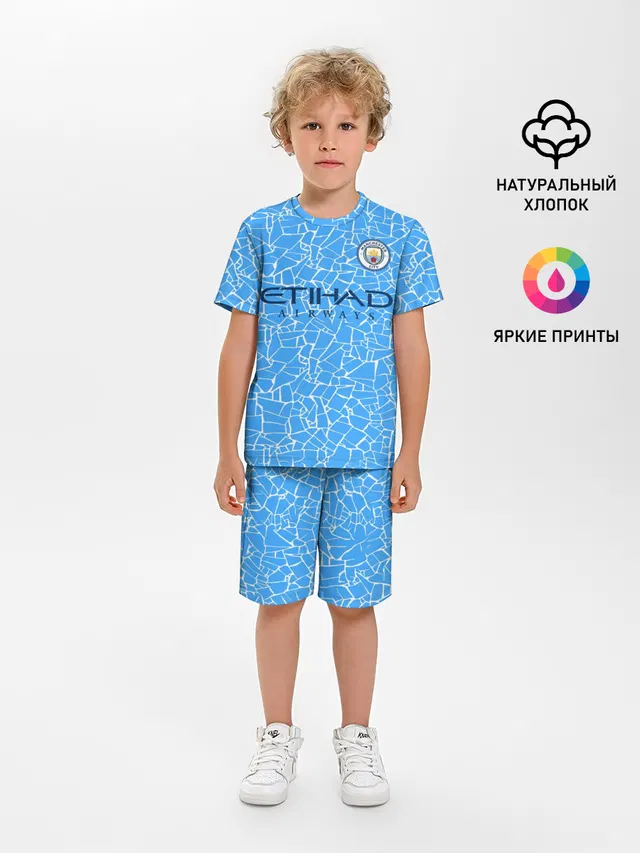 Детская пижама с шортами с принтом «Manchester City 20 — Manchester City 20/21 Home Kit»