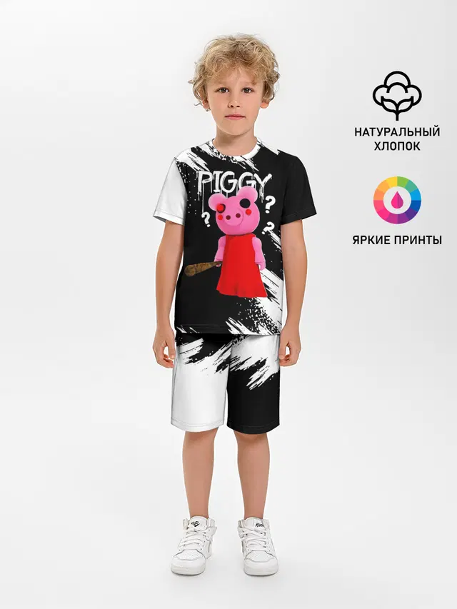 Детская пижама с шортами с принтом «Роблокс — ROBLOX PIGGY - СВИНКА ПИГГИ»