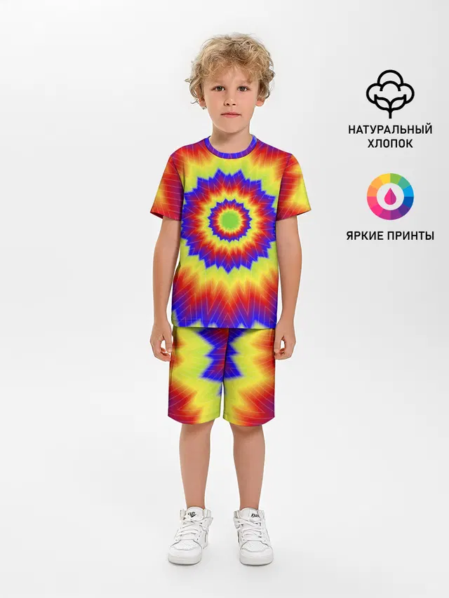 Детская пижама с шортами с принтом «Tie-dye»