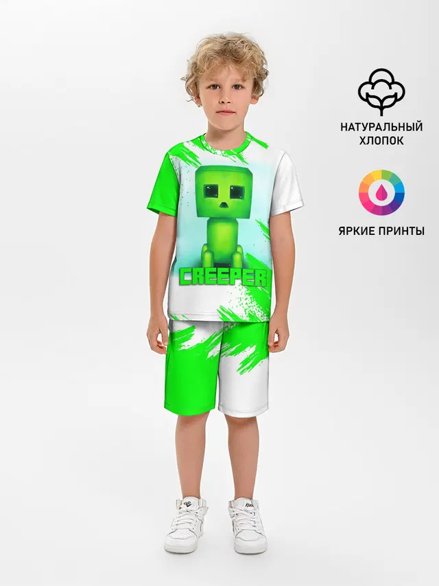Детская пижама с шортами с принтом «Майнкрафт — MINECRAFT CREEPER»