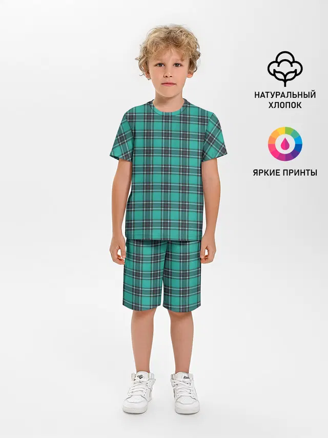 Детская пижама с шортами с принтом «Tartan — Джентльмены»