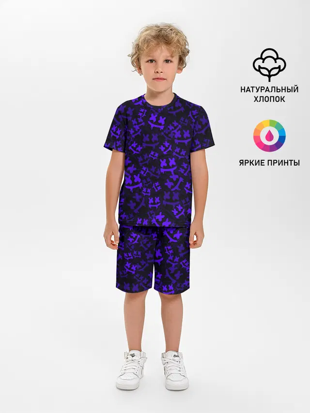 Детская пижама с шортами с принтом «Purple — MARSHMELLO NEON»