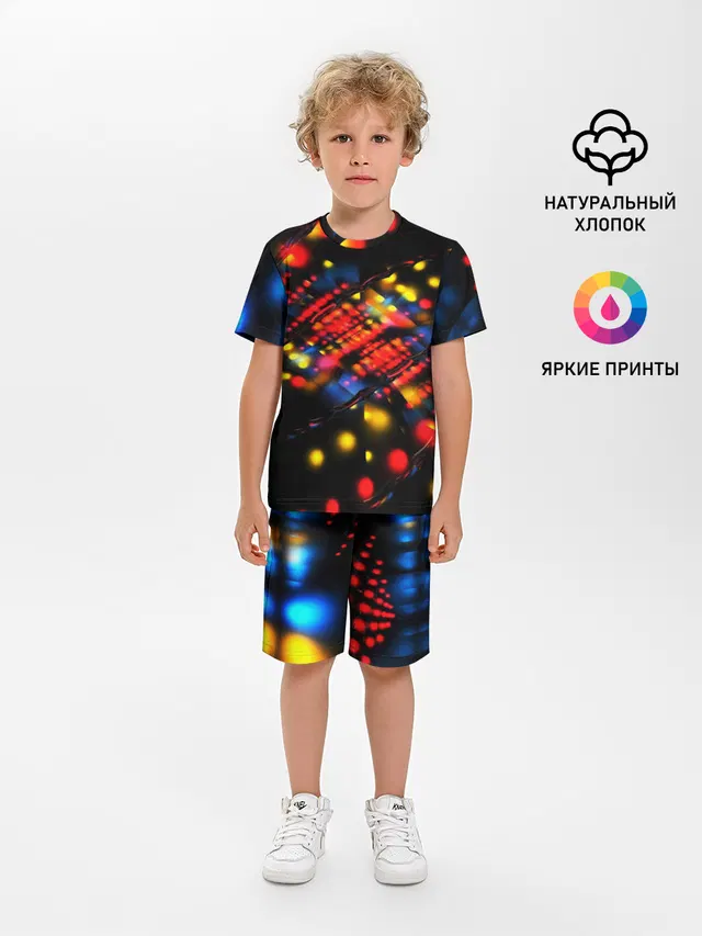 Детская пижама с шортами с принтом «Абстракция — Fractal Digital 3D»