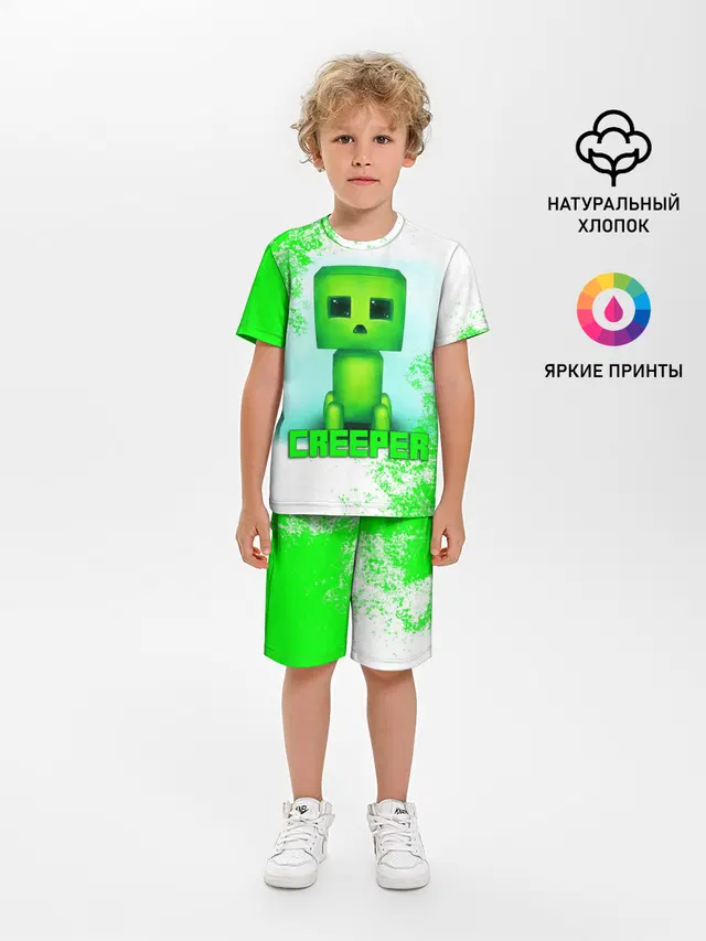 Детская пижама с шортами с принтом «Майнкрафт — MINECRAFT CREEPER»