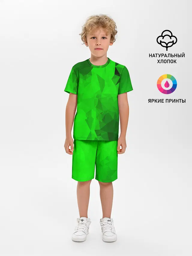 Детская пижама с шортами с принтом «Green»