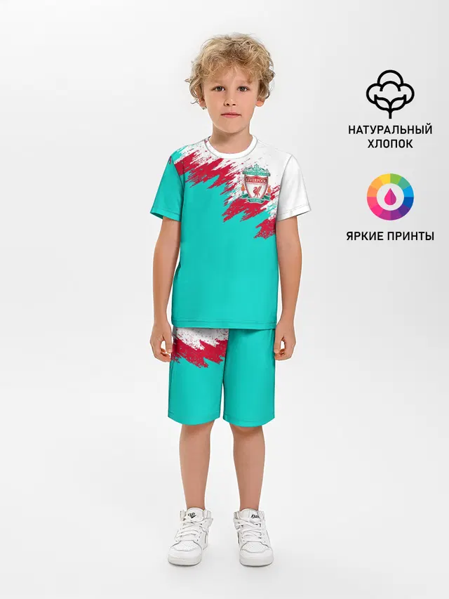 Детская пижама с шортами с принтом «Brush stroke»