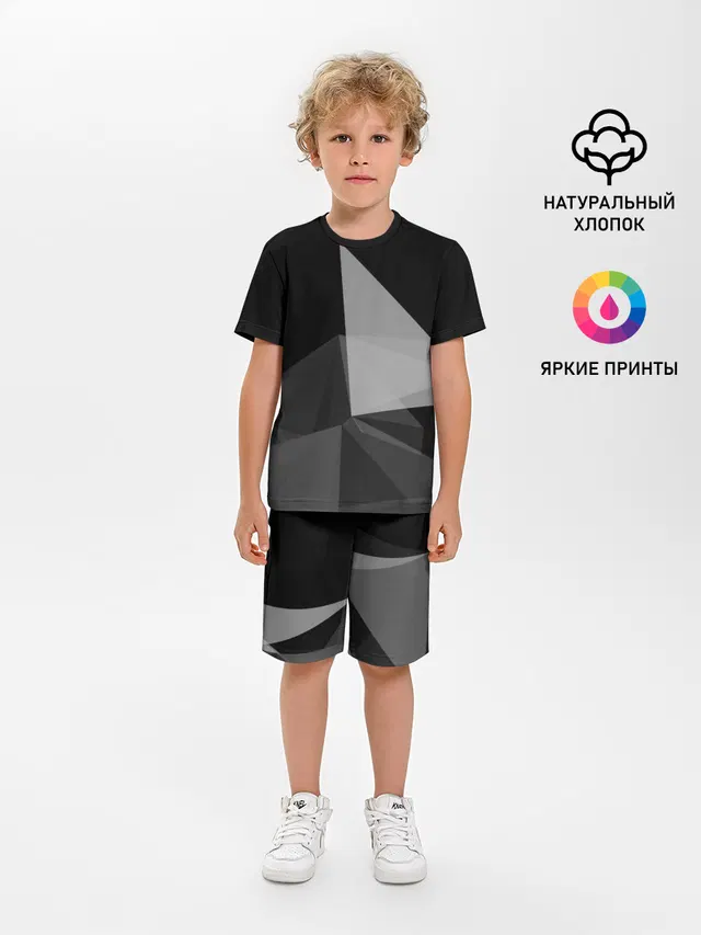 Детская пижама с шортами с принтом «Camo - Black & — Camo - Black & White»