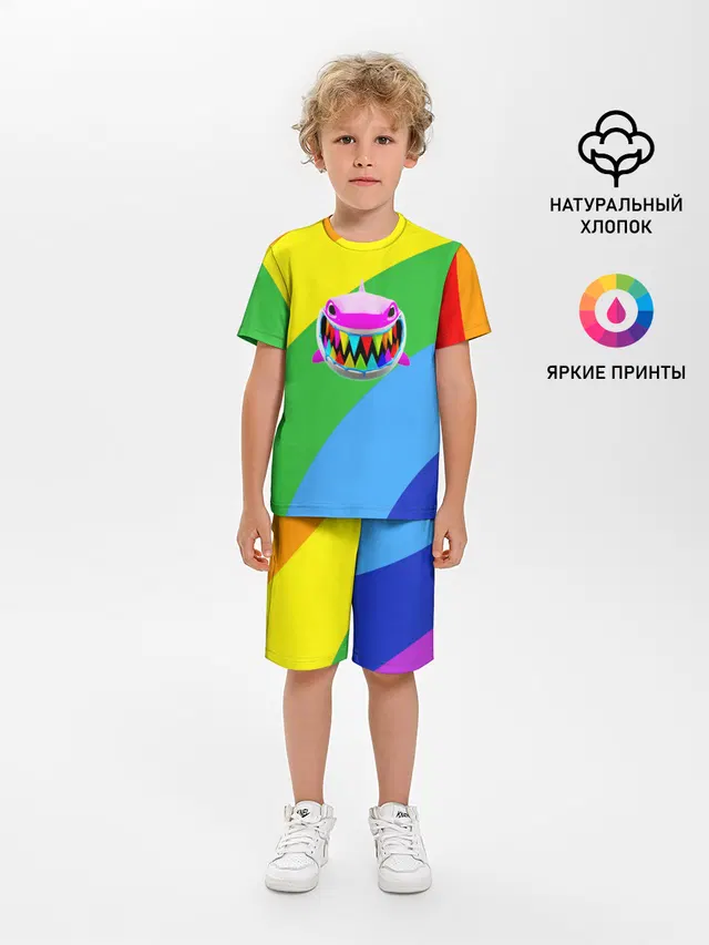 Детская пижама с шортами с принтом «Rainbow»