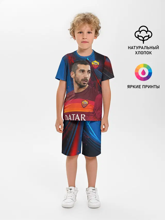 Детская пижама с шортами с принтом «Генрих Мхитарян — Henrikh Mkhitaryan — Roma»