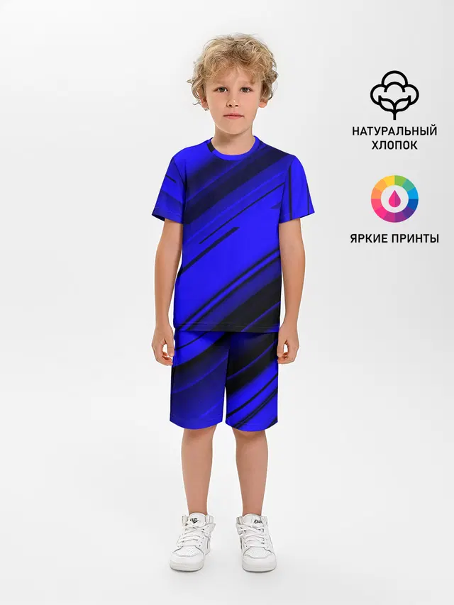 Детская пижама с шортами с принтом «Blue and — Blue and Black»