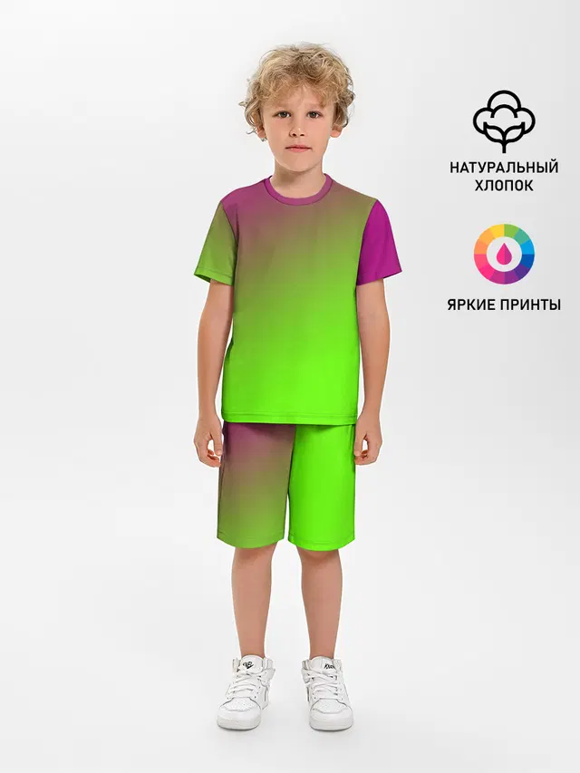Детская пижама с шортами с принтом «Tie-Dye — Кислотная»