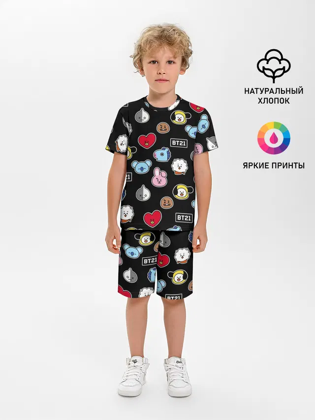 Детская пижама с шортами с принтом «BTS — BT21 — BANGTAN BOYS»