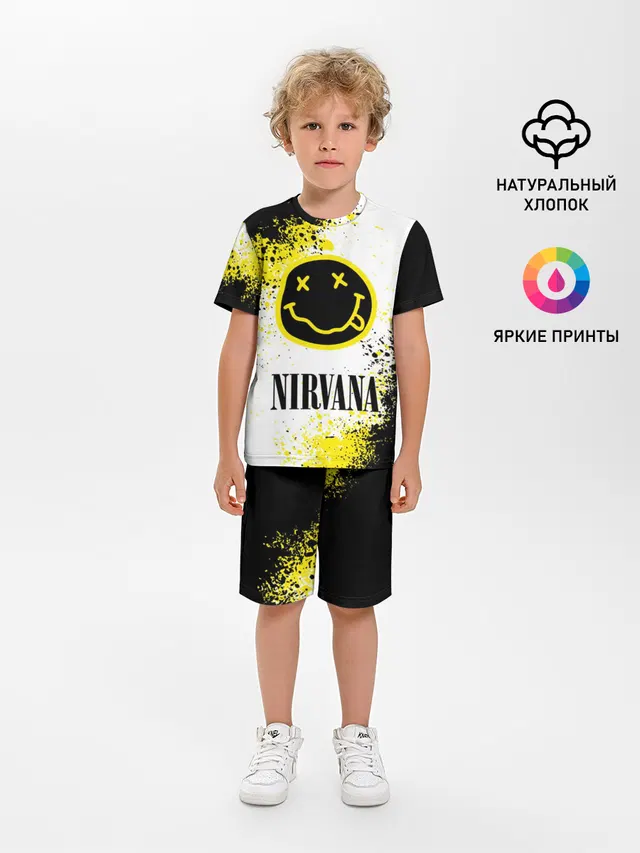Детская пижама с шортами с принтом «Nirvana»