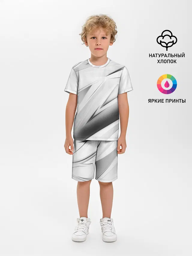 Детская пижама с шортами с принтом «Геометрия — GEOMETRY STRIPES WHITE»