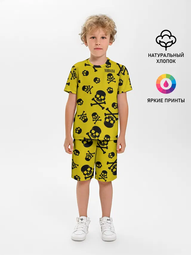 Детская пижама с шортами с принтом «Skull and crossbones»