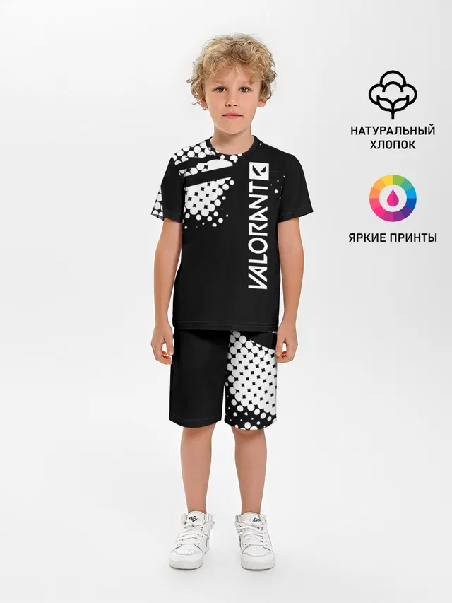 Детская пижама с шортами с принтом «Black and white»