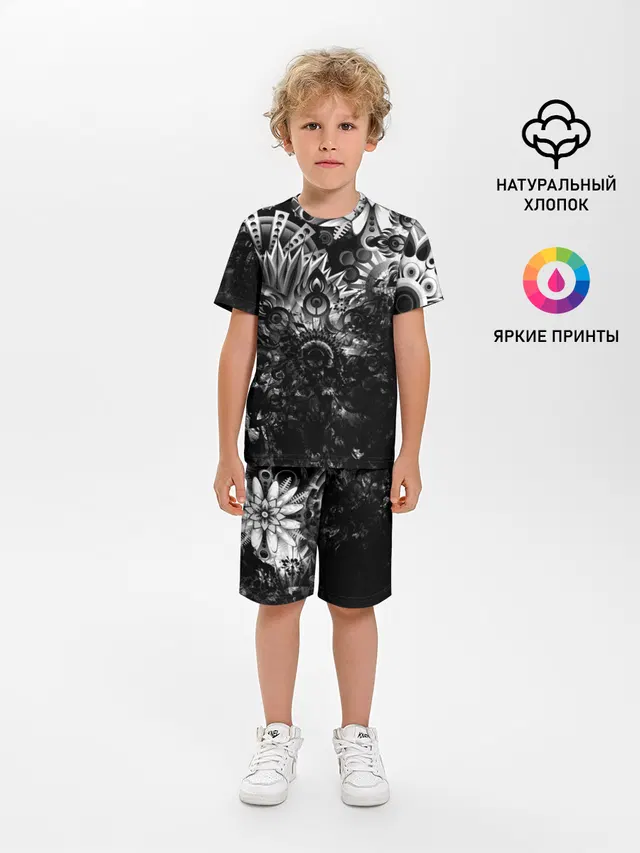 Детская пижама с шортами с принтом «Узоры — Floral Pattern»
