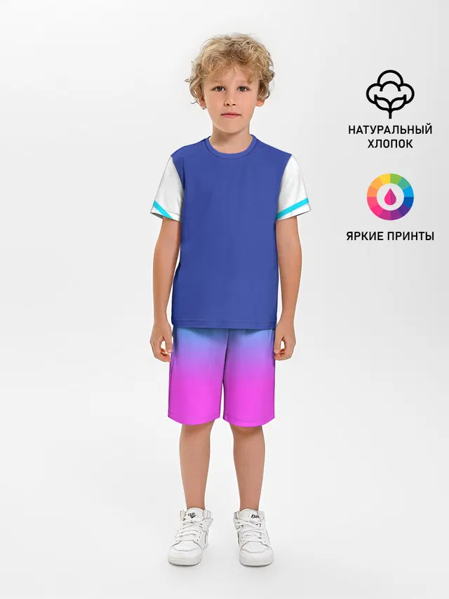 Детская пижама с шортами с принтом «Текстуры — NEON GRADIENT FITNESS UNIFORM»
