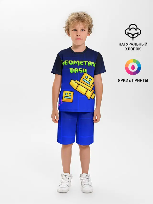 Детская пижама с шортами с принтом «Geometry Dash — ГЕОМЕТРИ ДАШ»