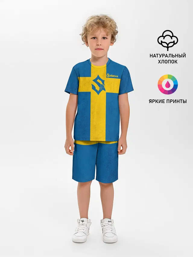 Детская пижама с шортами с принтом «Flag of Sweden»