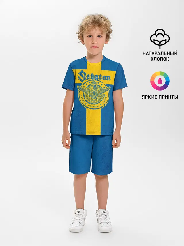 Детская пижама с шортами с принтом «Swedish flag»