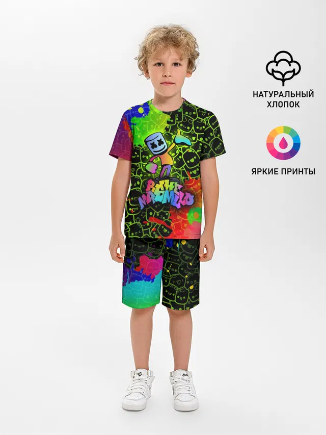 Детская пижама с шортами с принтом «Doodle Pattern»