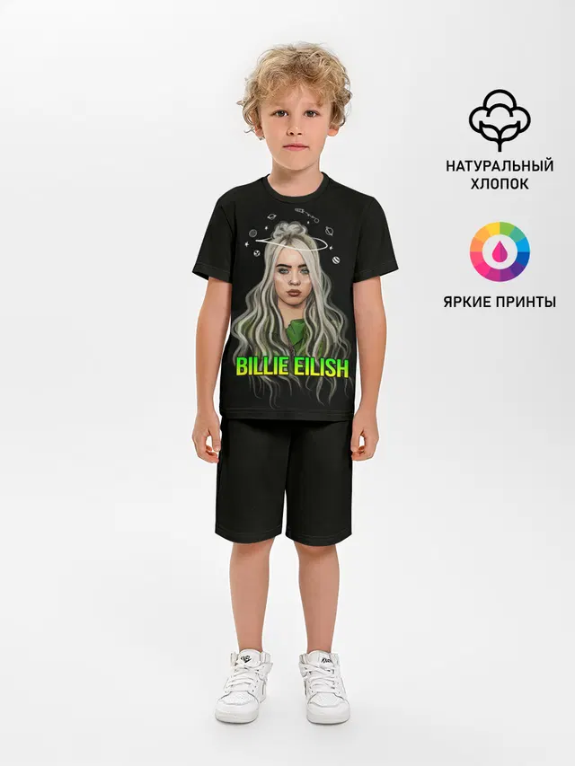Детская пижама с шортами с принтом «Billie Eilish»