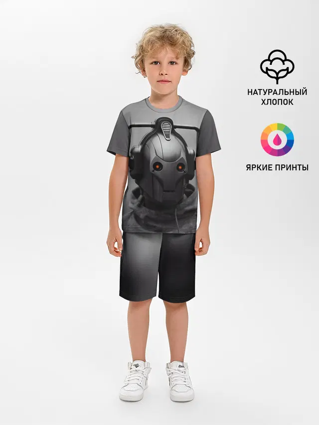 Детская пижама с шортами с принтом «Cyberman»