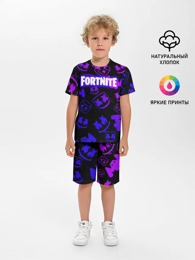 Детская пижама с шортами с принтом «Christopher Comstock — FORTNITE MARSHMELLO»