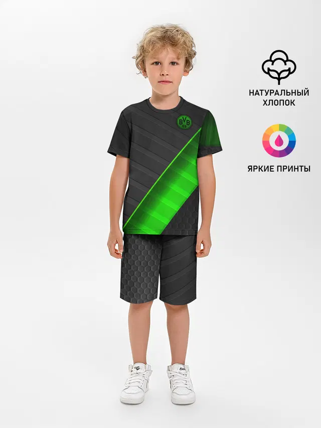 Детская пижама с шортами с принтом «Abstract Design — FC Borussia»