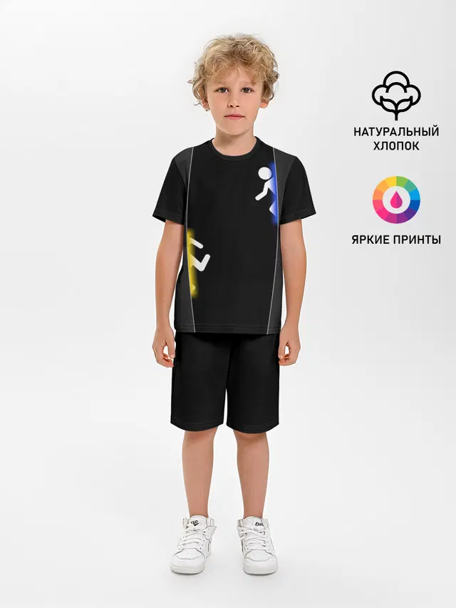 Детская пижама с шортами с принтом «Stick figure»