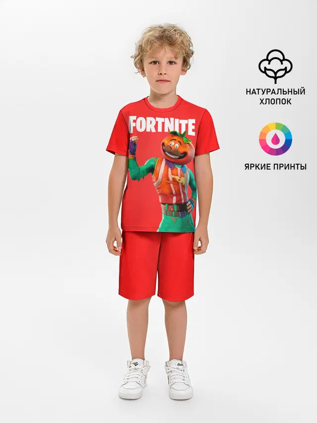 Детская пижама с шортами с принтом «Tomatohead»