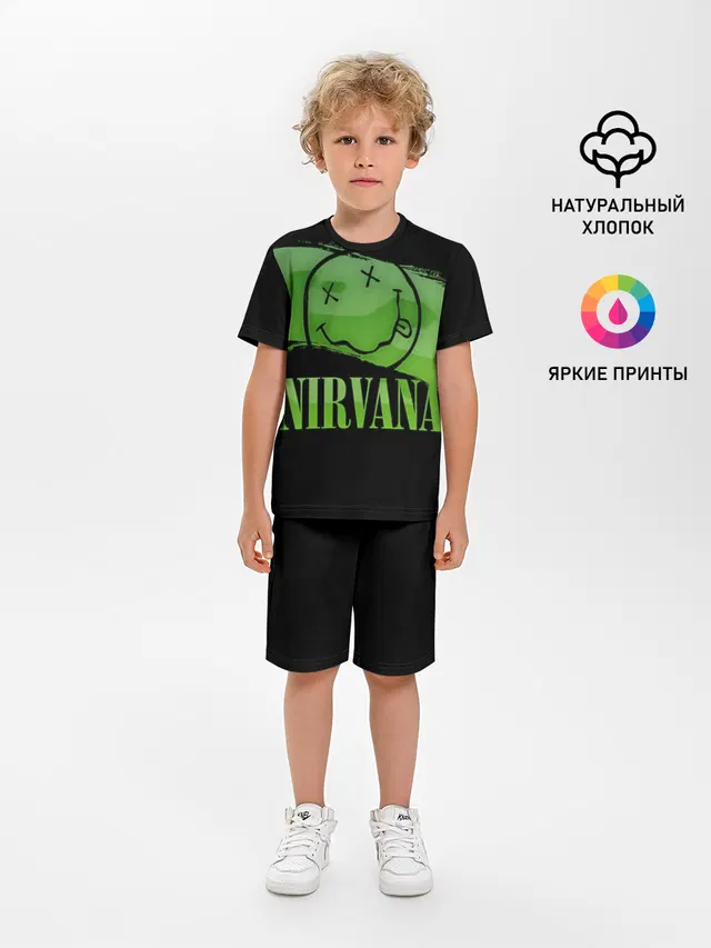 Детская пижама с шортами с принтом «Nirvana smiley»