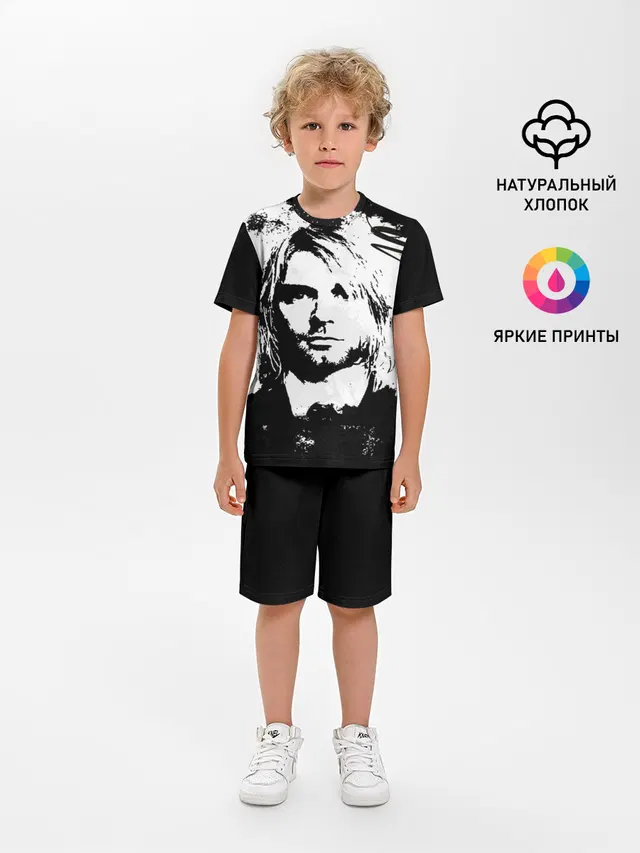 Детская пижама с шортами с принтом «Kurt Cobain»