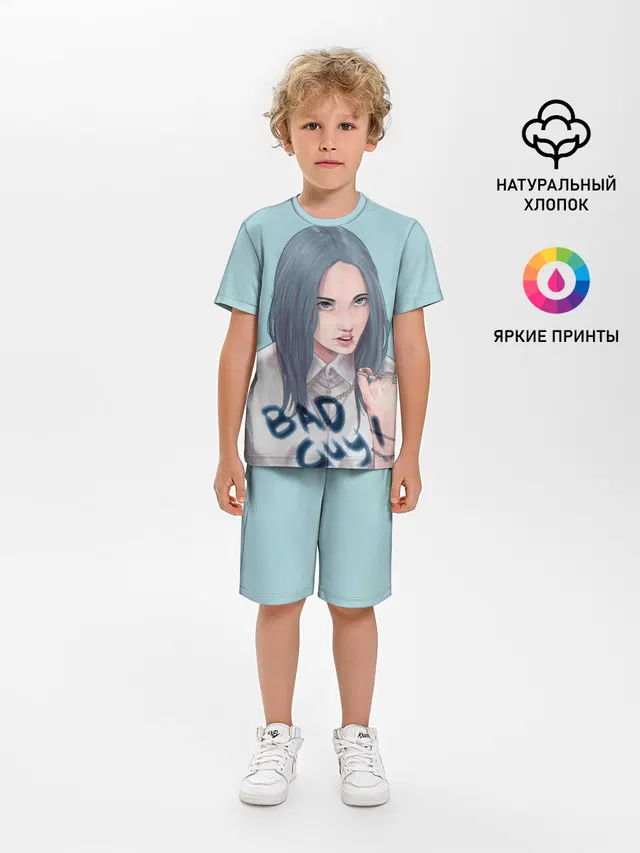 Детская пижама с шортами с принтом «Billie Eilish»