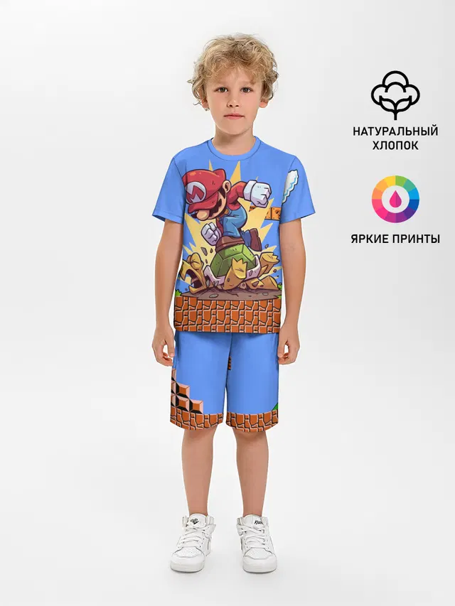 Детская пижама с шортами с принтом «Mario»