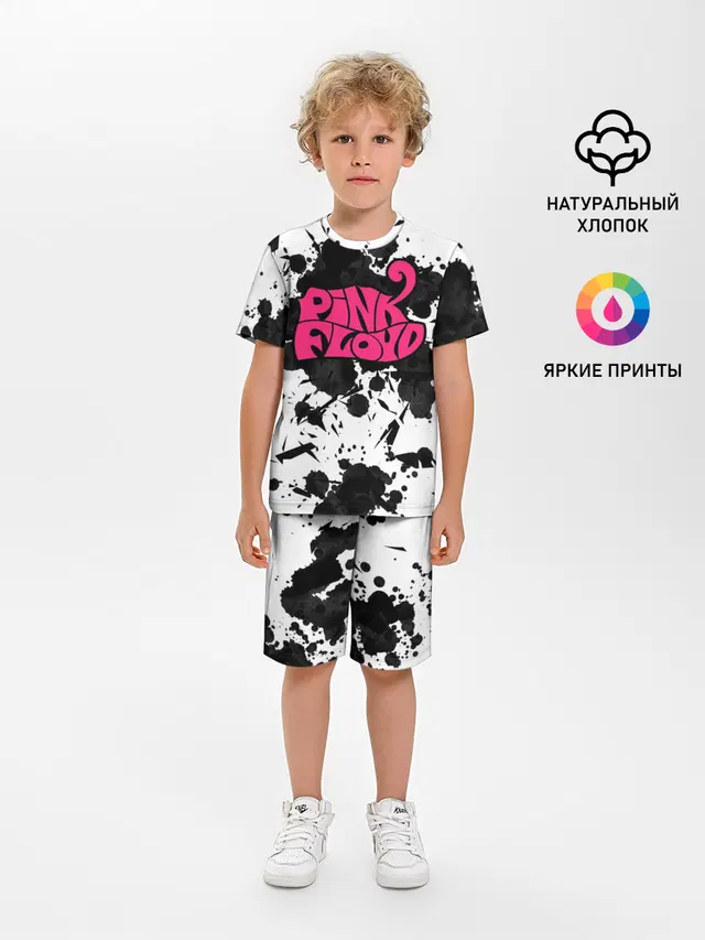 Детская пижама с шортами с принтом «Ink splash»