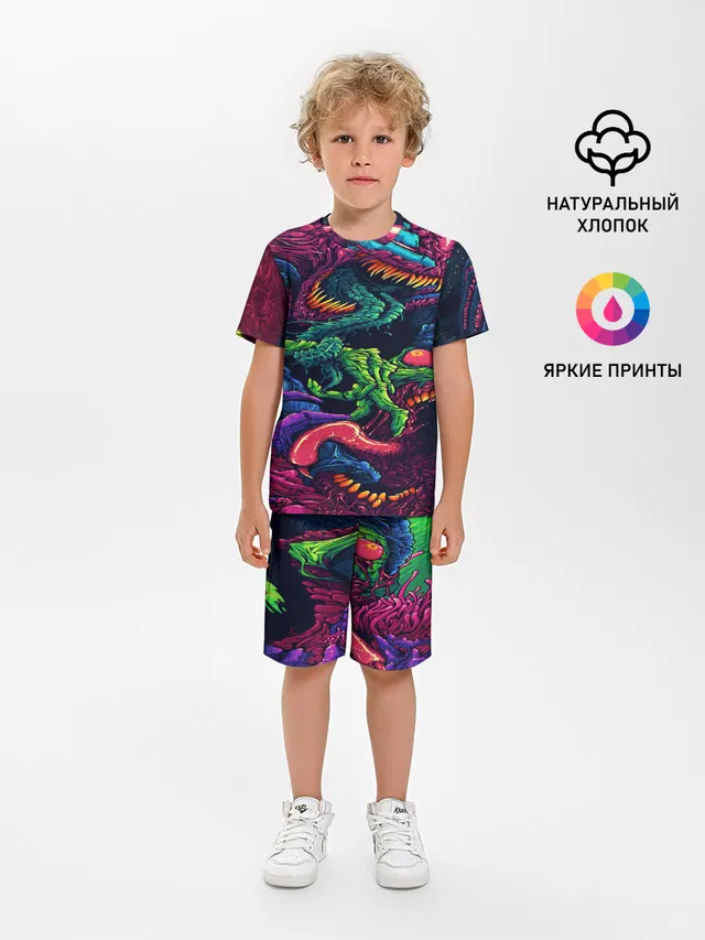 Детская пижама с шортами с принтом «Counter-Strike — CS GO hyper beast skin»