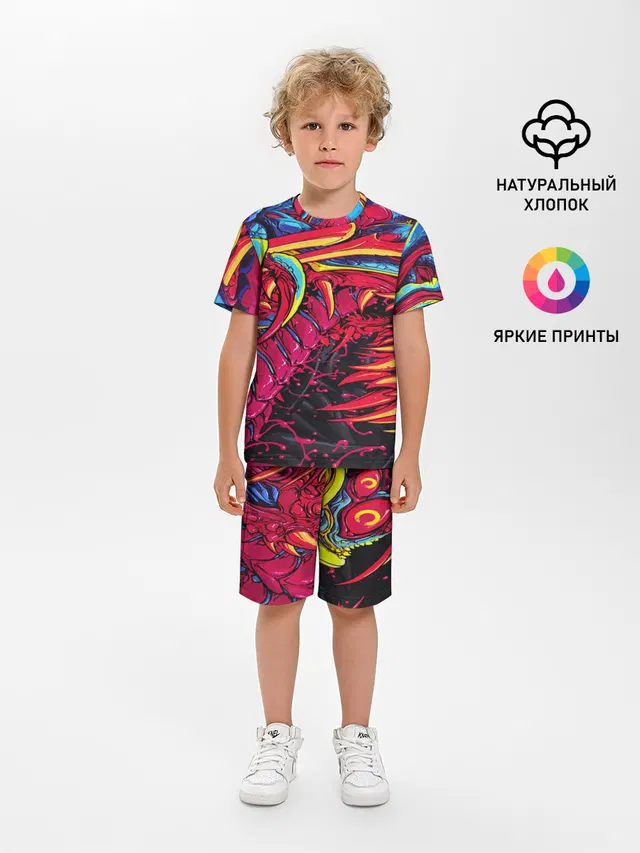 Детская пижама с шортами с принтом «Monster — CS GO hyper beast skin»