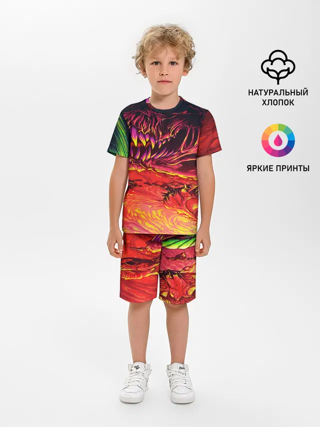 Детская пижама с шортами с принтом «Psychedelic art — HyperBeast»