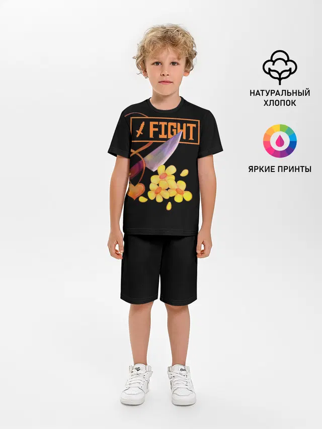 Детская пижама с шортами с принтом «Fight»