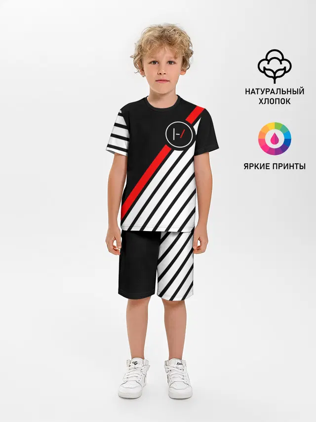 Детская пижама с шортами с принтом «Stripes»