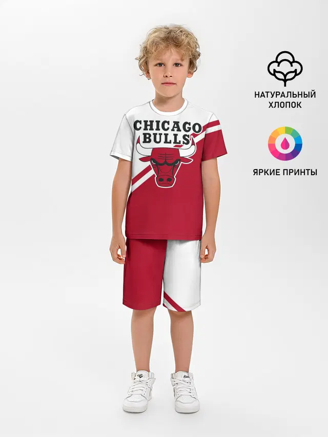 Детская пижама с шортами с принтом «НБА — Chicago Bulls Red-White»