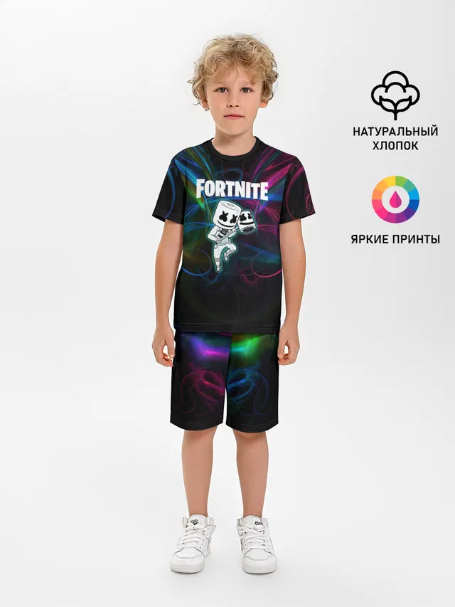 Детская пижама с шортами с принтом «Фортнайт — Fortnite x Marshmallow.»