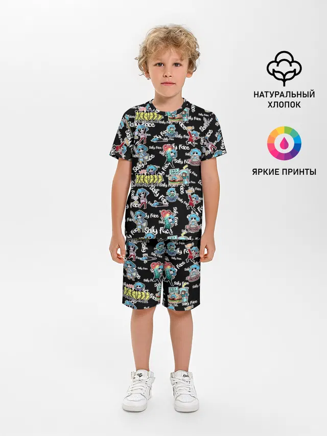 Детская пижама с шортами с принтом «Seamless pattern»