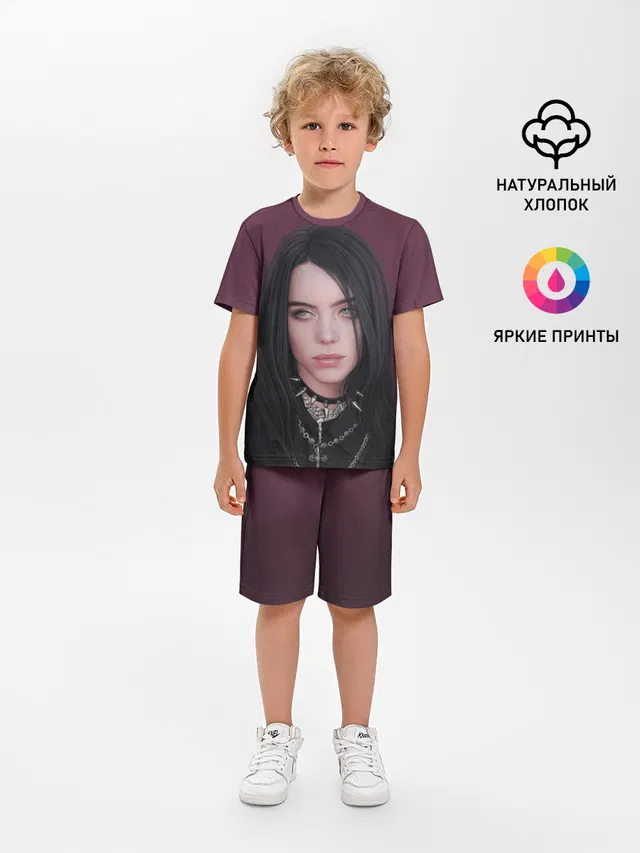 Детская пижама с шортами с принтом «Billie Eilish — Black Eilish»